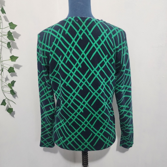 Merona Navy and Green Geometric Design Cardigan Sweater - Picture 6 of 8